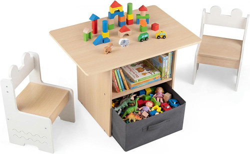 Kids table and chairs - table, wooden